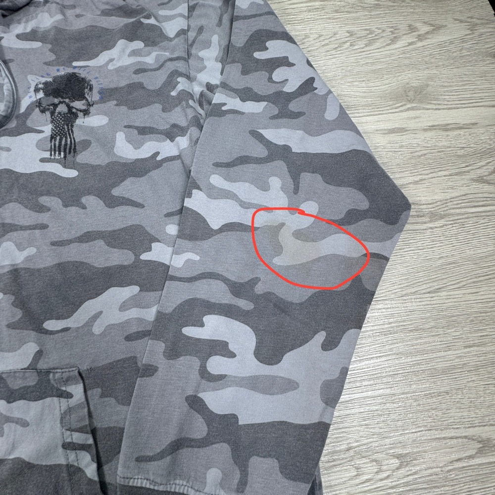 Howitzer Men's Hoodie Grey Camo 2XL Skull Flag Graphic Patriot Mfg Pullover - Picture 5 of 10